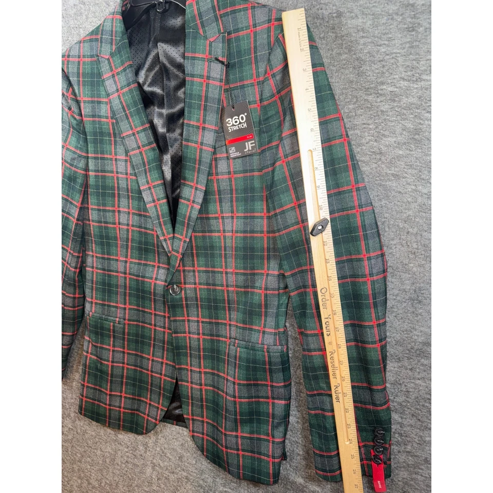 Blazer J. Ferrar Para Hombres Calce Ajustado Verde Rojo Tartán Cuadros 360 Elastizado Talla 38/40L NUEVO Foto 4 de 4