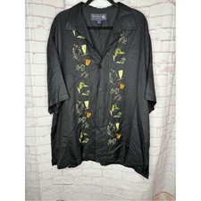 Nat Nast Luxury Originals 100 Silk Camp Shirt  Men's XL  Black Retro
