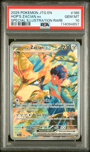 2025 POKEMON HOP'S ZACIAN EX #186 JTG EN-JOURNEY TOGETHER PSA 10