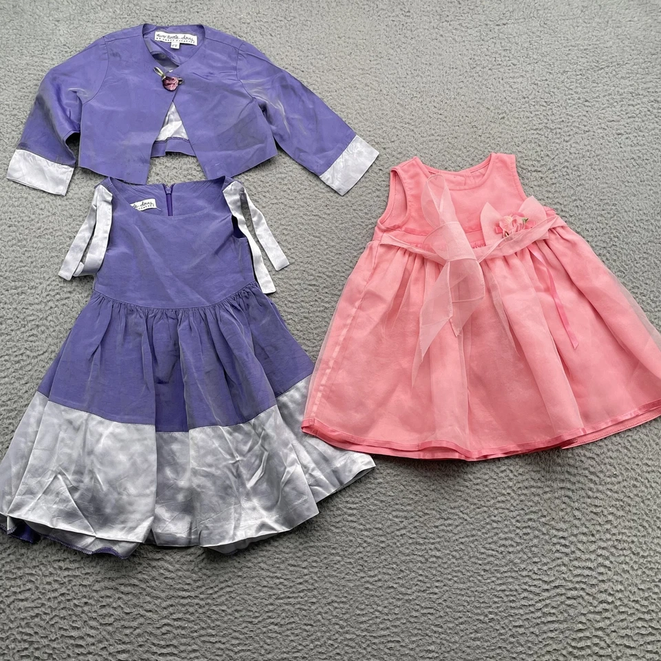 Lote 2 Vestido Bebê Bonnie Batata Doce 2 Meninas 2T Criança Rosa Roxo Festa Igreja - Imagem 3 de 4