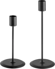 Matte Black Candle Holders, Set of 2 Decorative Candlestick Holders for Taper Ca