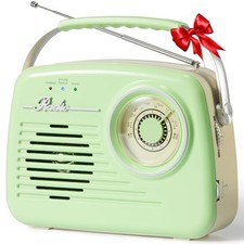 Small Radios Portable AM FM, Vintage Transistor Radio with Bluetooth, Green