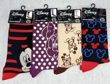 Disney Mickey Minnie Mouse Womens Crew Socks Lot 4 Size 9-13 Large