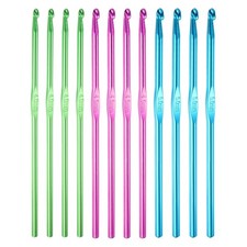 uxcell 12Pcs Aluminum Crochet Hook 4mm 4mm, 4.5mm, 5mm, Green, Purple, Blue