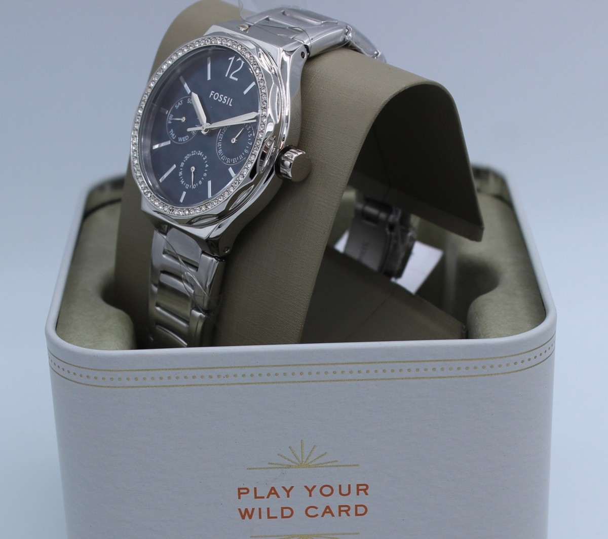 Fossil Eevie Multifunction Silver Navy Blue Women display picture 3