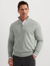 EDDIE BAUER MEN  S 1/4 ZIP SWEATER COTTON/MERINO WOOL BLEND MOCK NECK GRAY - XL