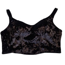 PINK Victoria's Secret Black Crushed Velvet Longline Bra Top Bustier Medium NEW