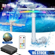 Solar Pool Fountain with 9-Color LED Lights,Dual-Head Adjustable Waterfall