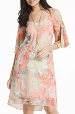 NWT White House Black Market WHBM Cold Shoulder Watercolor Dress 4 New 150