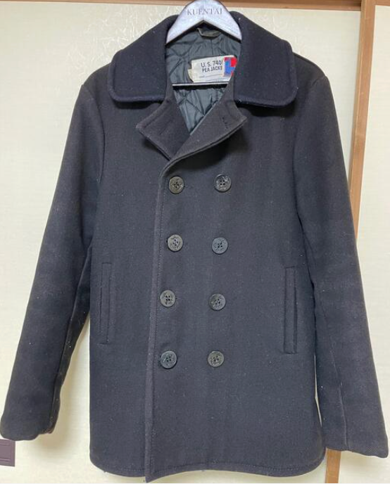 Schott NYC U.S. 740N Pea Coat Navy 38 Wool Melton Made in USA