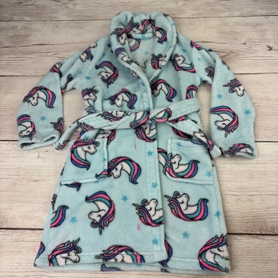 Lightning Bug Girl's Small Fleece Unicorn Robe Light Blue GC Free Shipping!