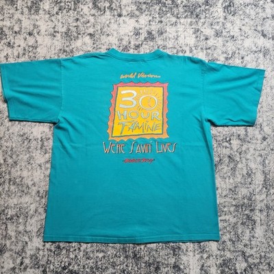Vintage 90s Bugle Boy 30 Hour Famine World Hunger Tshirt Size L Single Stitch