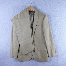 J.Crew Ludlow Suit Tan Baird McNutt Irish Linen 2-Button Blazer Pants 36S Mens