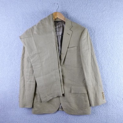 J.Crew Ludlow Suit Tan Baird McNutt Irish Linen 2-Button Blazer Pants 36S Mens