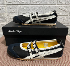 Patou x Onitsuka Tiger Mexico 66 Women's Casual Mary Jane Shoes Black/White NEW