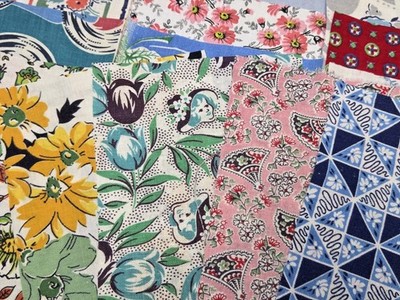 BEST 20 Vintage Feedsack Fabric Quilt 5x8'' Flour Sack Material 1940s Mixed LOT