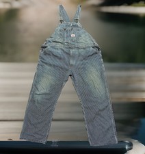 Y2K Roundhouse USA Grandpacore 48x30 Carpenter Bib Overalls Striped Deadstock