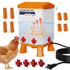Heated Chicken Waterer - 3 Gallon Winter-Proof Poultry Drinker with Nipples a...