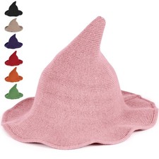 Womens Modern Wool Knit Witch Hat Halloween Party Costume Accessories