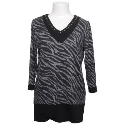 Laura T. Classic, Top, Größe: 40, Schwarz/Grau, Zebra, Damen #7Dr