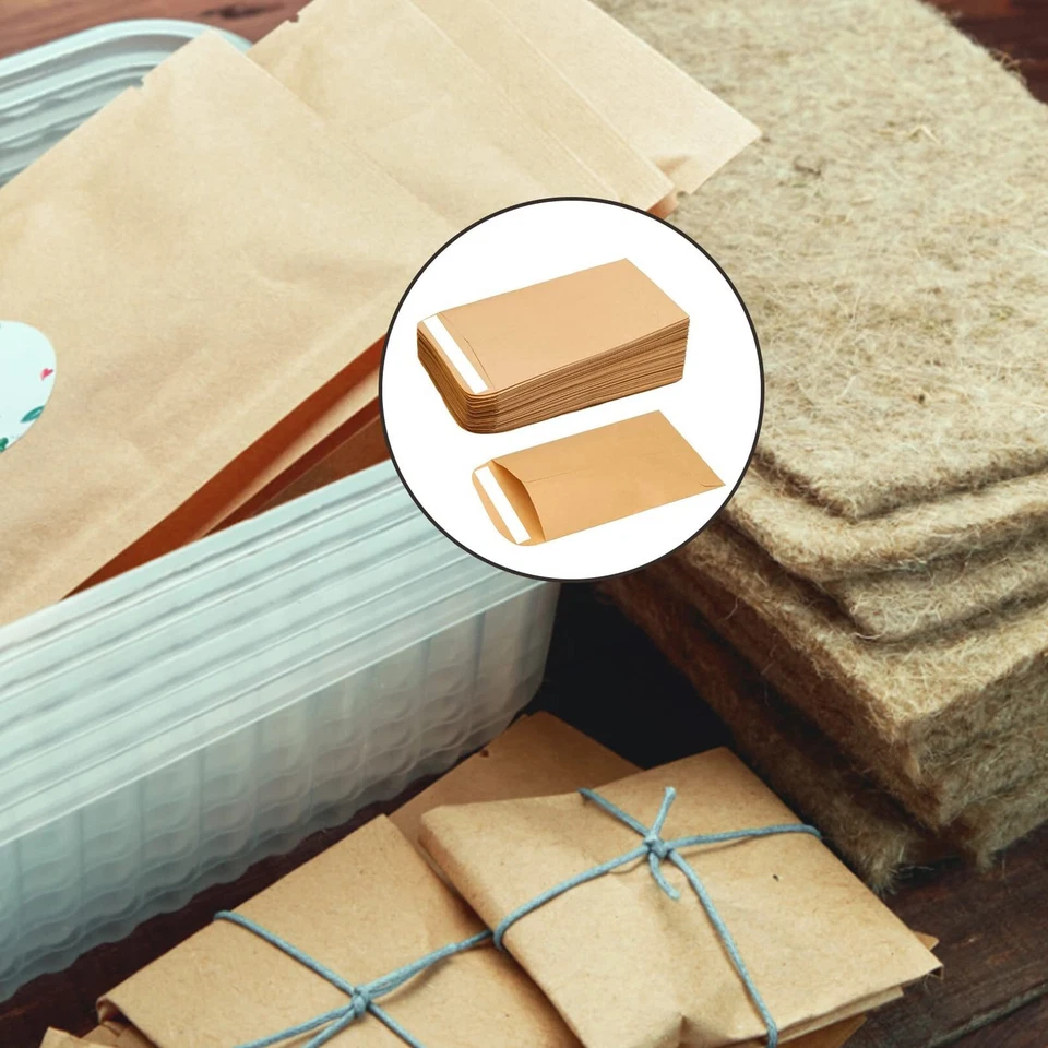 50 Stück Braun Kraftpapier Selbstklebende Samen Umschläge (6x10cm) - Bild 4 von 4