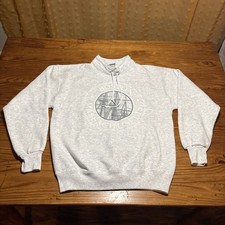 Vintage Boston Massachusetts Sweatshirt Mens Mock Neck Graphic 80s 90s Large