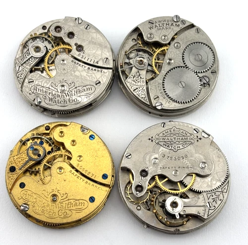 Lot of 4 Waltham Antique Mechanical Pocket Watch MOVEMENTS-- NON-WORKING