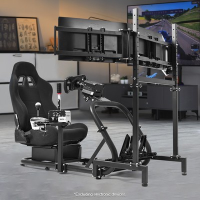Marada Racing Simulator Cockpit mit Sitz & Triple Monitor Stand passend für G920