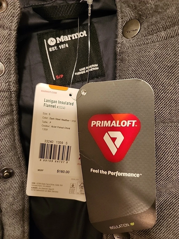 Franela aislada Marmot Lanigan gris talla pequeña nueva con etiquetas precio de venta sugerido por el fabricante 160 USD Foto 3 de 3