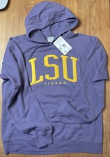 NWT LSU Tigers Hanes hoodie Large football LS sweatshirt Louisiana State 75 L