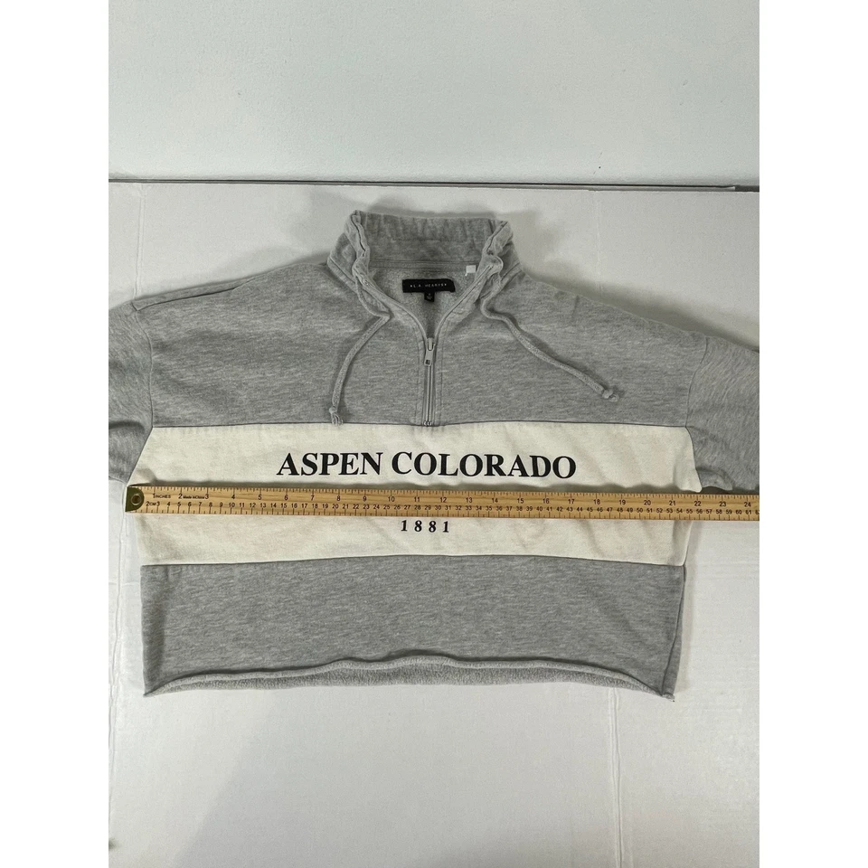 LA сердца женщин укороченный четверть молнии толстовка Aspen Colorado печать серый белый - Изображение 3 из 4