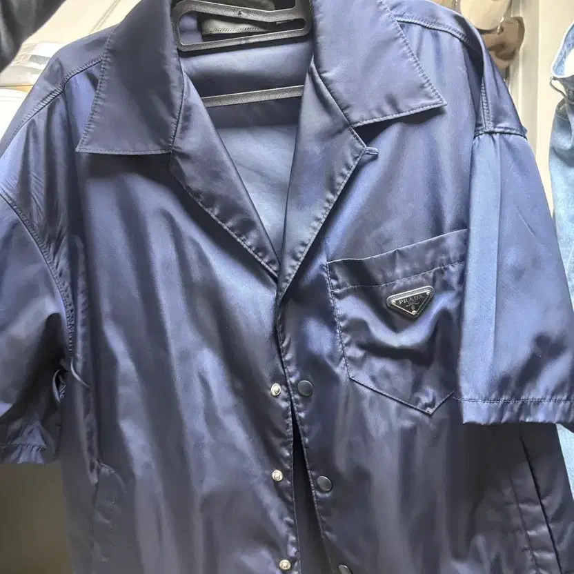 Prada Nylon Short Sleeve Shirt Navy