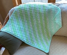 Handmade Green and Blue Variegated Baby Blanket - Newborn to 6 months