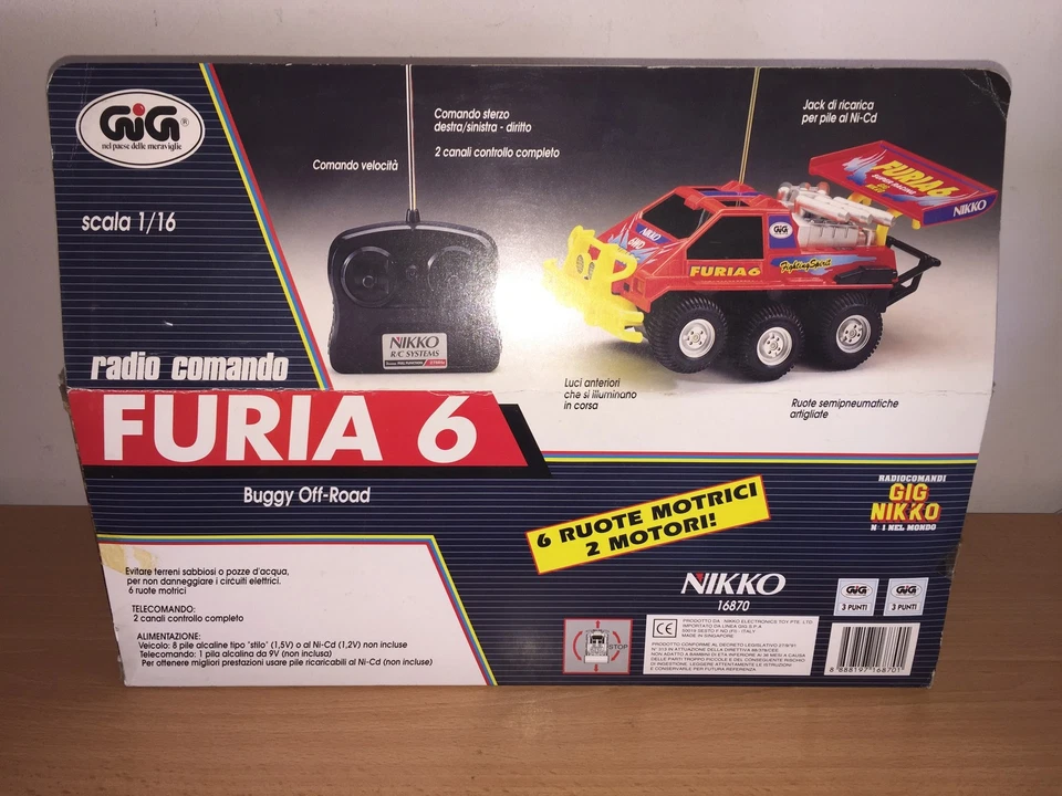 Gig Nikko R/C Radio Control 1:16 Buggy Off-Road FURIA 6 Ruote 16870 MIB Vintage - Bild 2 von 2