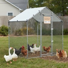 Large Metal Chicken Coop 6.6x3.3x6.6 ft Waterproof Cover Sturdy Frame Backyard