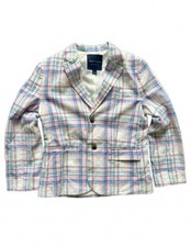 Janie and Jack Linen Blend Blazer Size 7 Closed Vent Easter Wedding Guest Madras