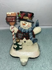 VTG MIDWEST Snowman Cast Iron 5" Christmas Stocking Holder Hanger