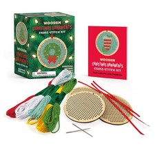 Wooden Christmas Ornaments Cross-Stitch Kit: Everything You Need to Create 3 Kee