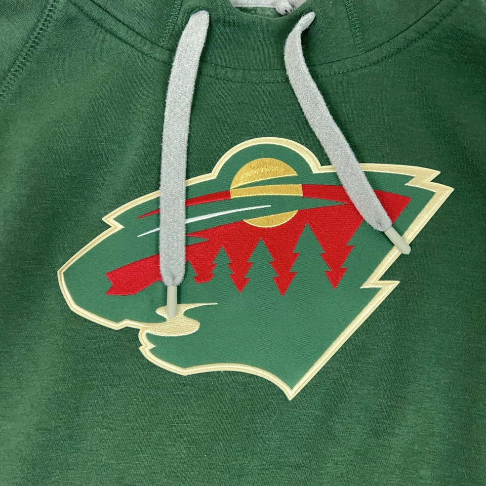 Minnesota Wild Sudadera con Capucha Para Hombres Grande Verde NHL Hockey Pullover Sudadera Polar Foto 2 de 4