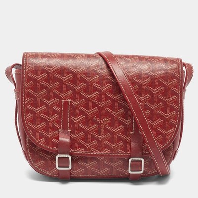 Goyard Belvedere PM Red Goyardine Coated Canvas and Leather Bag