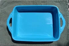 10" x 8" Pretty Ceramic Baking Dish made in Portugal Turquoise/Med Blue New 