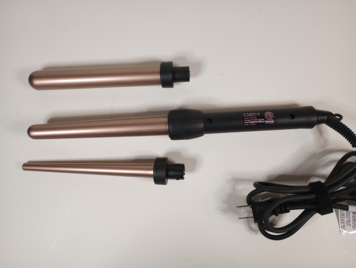 GEM 3-in-1 Ceramic Curling Wand Set - Rose Gold and Black Amazon.com: 3 in 1 Curling Iron Set, Hair Curling Wand Set  main image 3