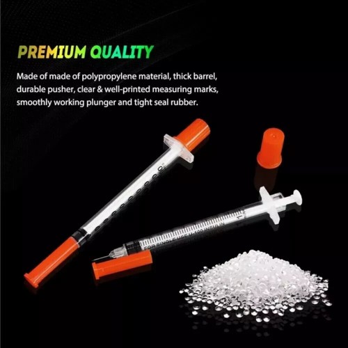 30Ga 1ml/cc Manual Push Syringe Feeding Device Straight Tip Needle Plastic 20/50 - Picture 2 of 13