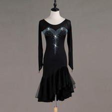 Latin Dance Dress Salsa Tango Cha cha Ballroom Rhinestone Competition Dress 424