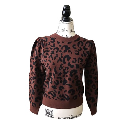 525 Leopard Crew Neck Pullover Sweater 