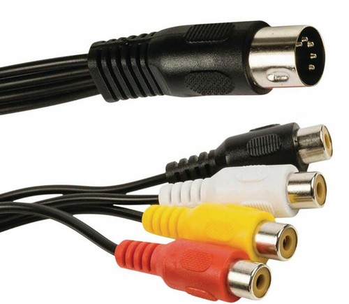 5 PIN DIN PLUG TO 4 x RCA PHONO SOCKETS CABLE ADAPTER SHORT 20CM CD AMP CASSETTE - Picture 4 of 4