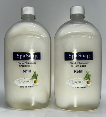 2 Spa Soap Moisturizing Cream Soap Aloe & Chamomile Refill 32 Oz