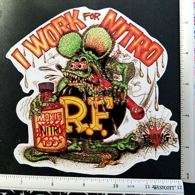 R F Rat Rod 'I Work for Nitro' Vinyl Decal Sticker 6035 | eBay