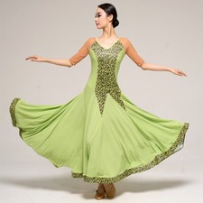 NEW Latin Ballroom Dance Dress Modern Salsa Waltz Standard Long Dress Q198