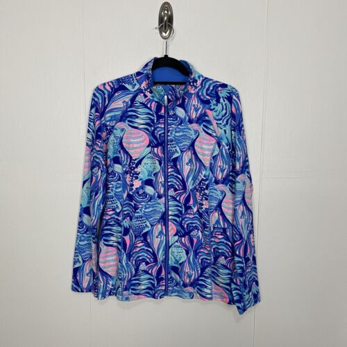 Lilly Pulitzer UPF 50 ￼Sunset Key LUXLETIC Jacket Twilight Blue Scale Up Size M - Picture 1 of 13